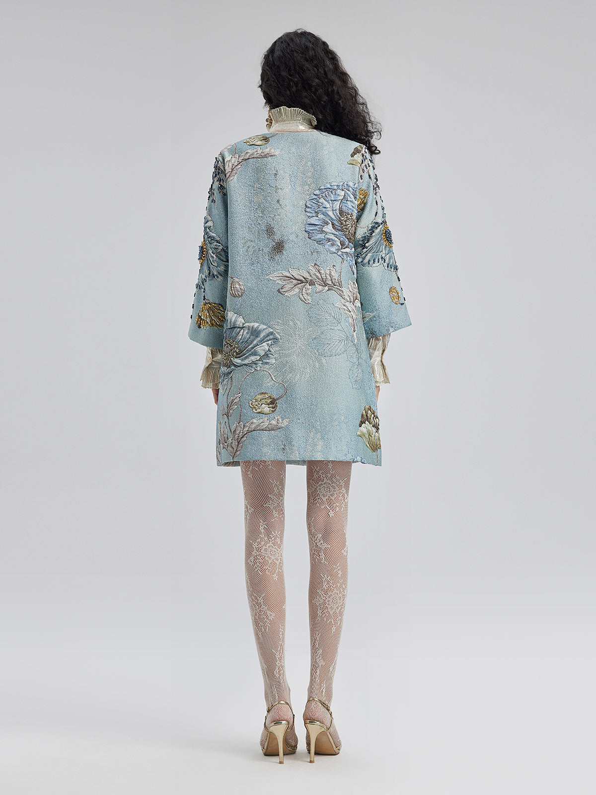 Aurélie – Veste Femme Brodée à Fleurs en Perles 3D