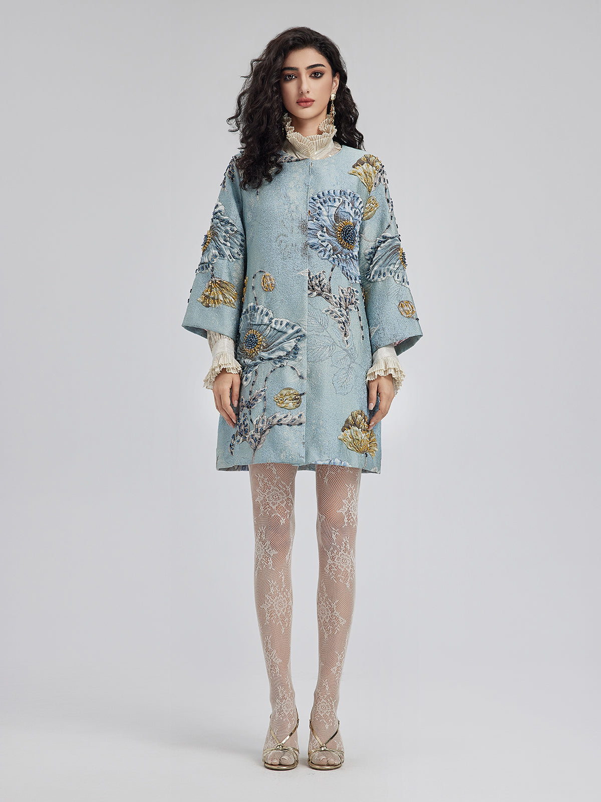 Aurélie – Veste Femme Brodée à Fleurs en Perles 3D