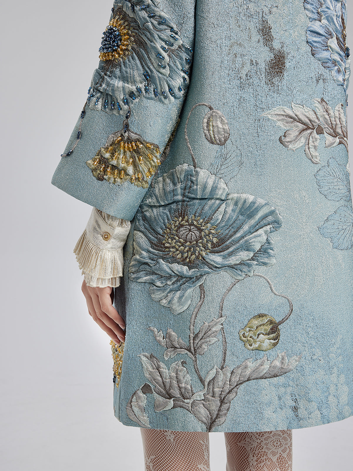 Aurélie – Veste Femme Brodée à Fleurs en Perles 3D